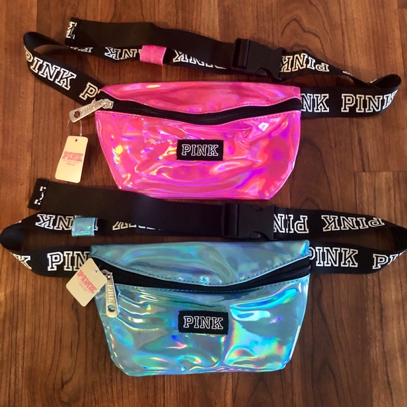 pink holographic fanny pack